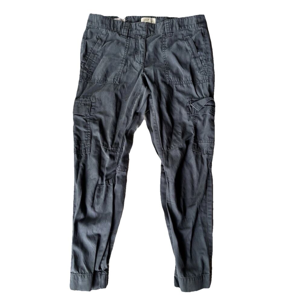 Loft Outlet Pants Sz 2P Petite Blue Grey Cargo Joggers Slim Skinny Bottoms Boho